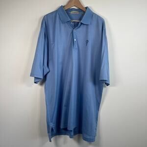 Peter Millar Polo Shirt Pinstripe Double Mercerized Cotton Golf Top Blue Size XL